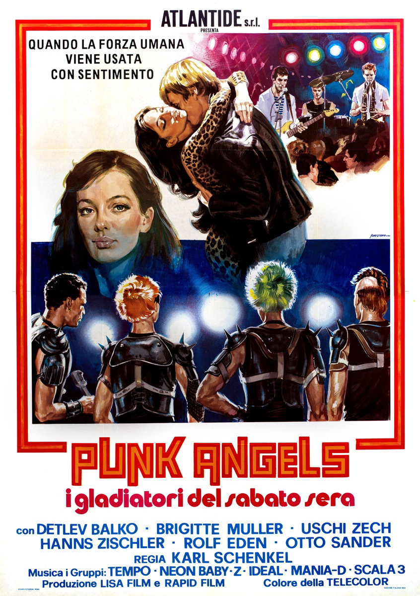 Manifesto 2 per il film Punk angels (I gladiatori del sabato sera) (1981), dipinto da Mario Piovano