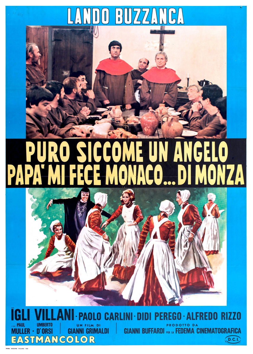 Manifesto 2 per il film Puro siccome un angelo papà mi fece monaco... di Monza (1969)