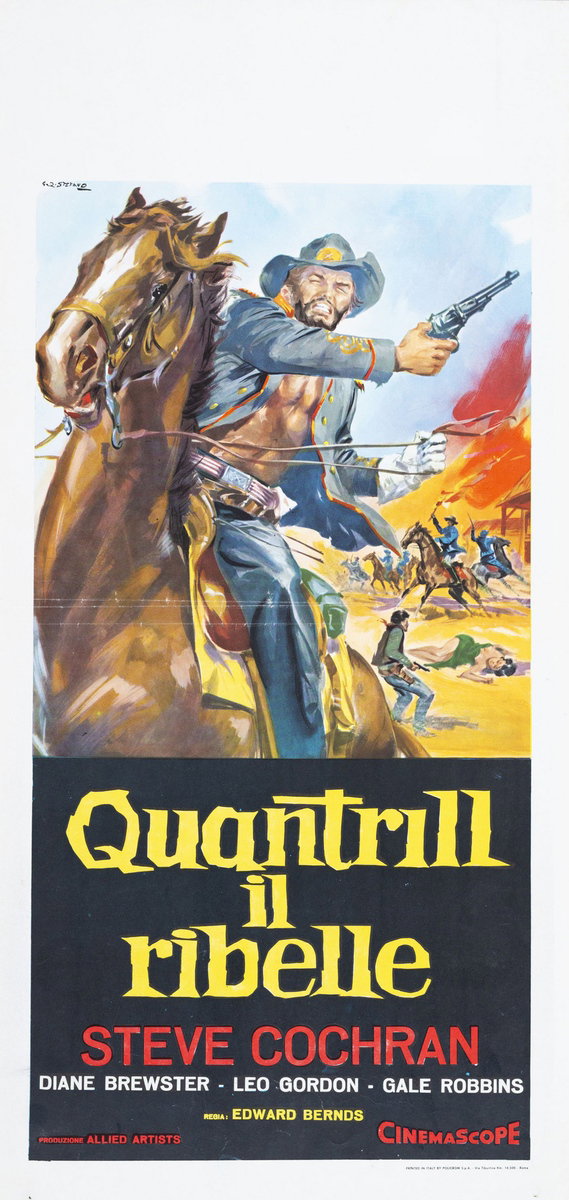 Locandina 3 for the film Quantrill's Raiders (1958), painted by Giovanni Di Stefano