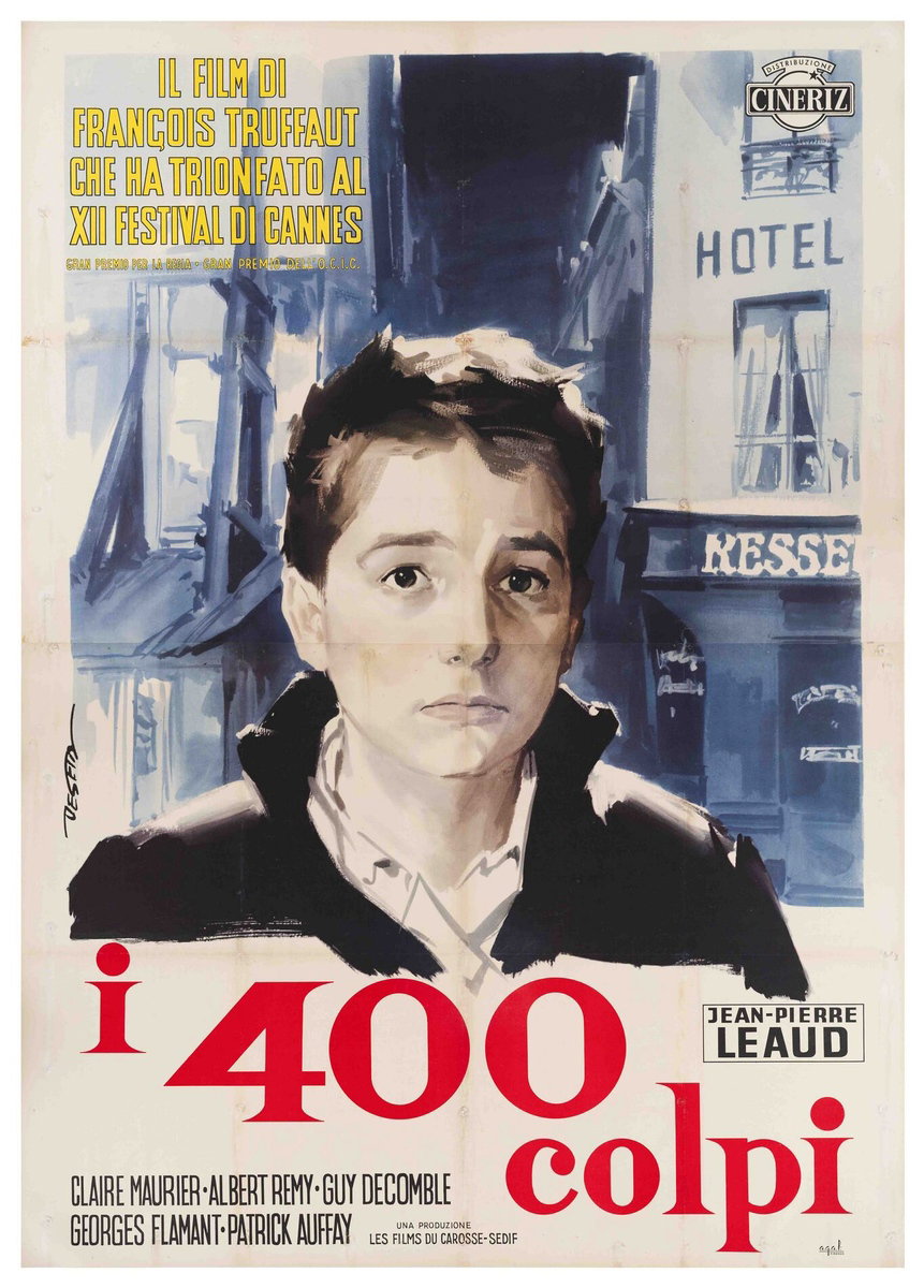Manifesto 2 per il film I 400 colpi (1959), dipinto da Enrico De Seta