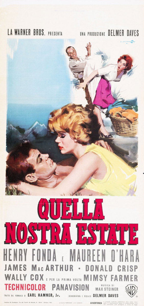 Locandina 2 for the film Spencer's Mountain (1963), painted by Angelo Cesselon