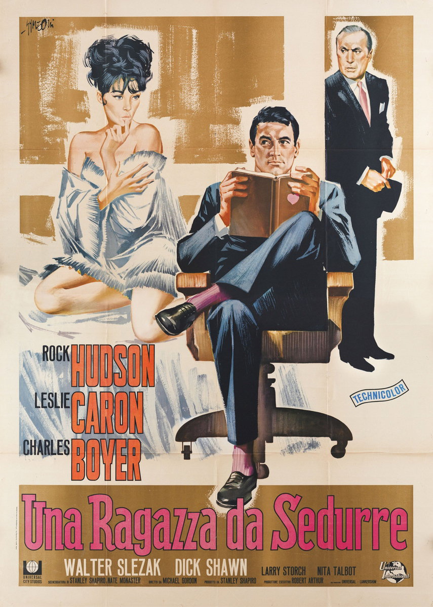Manifesto 2 per il film Una ragazza da sedurre (1965), dipinto da Sandro Simeoni (Symeoni)