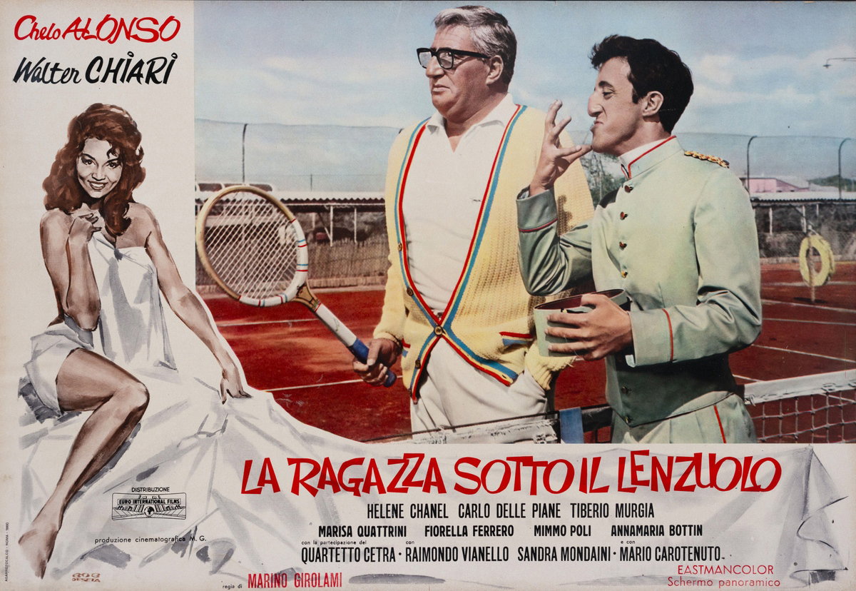 Fotobusta 6 per il film La ragazza sotto il lenzuolo (1961), dipinto da Roberto De Seta (Bob)