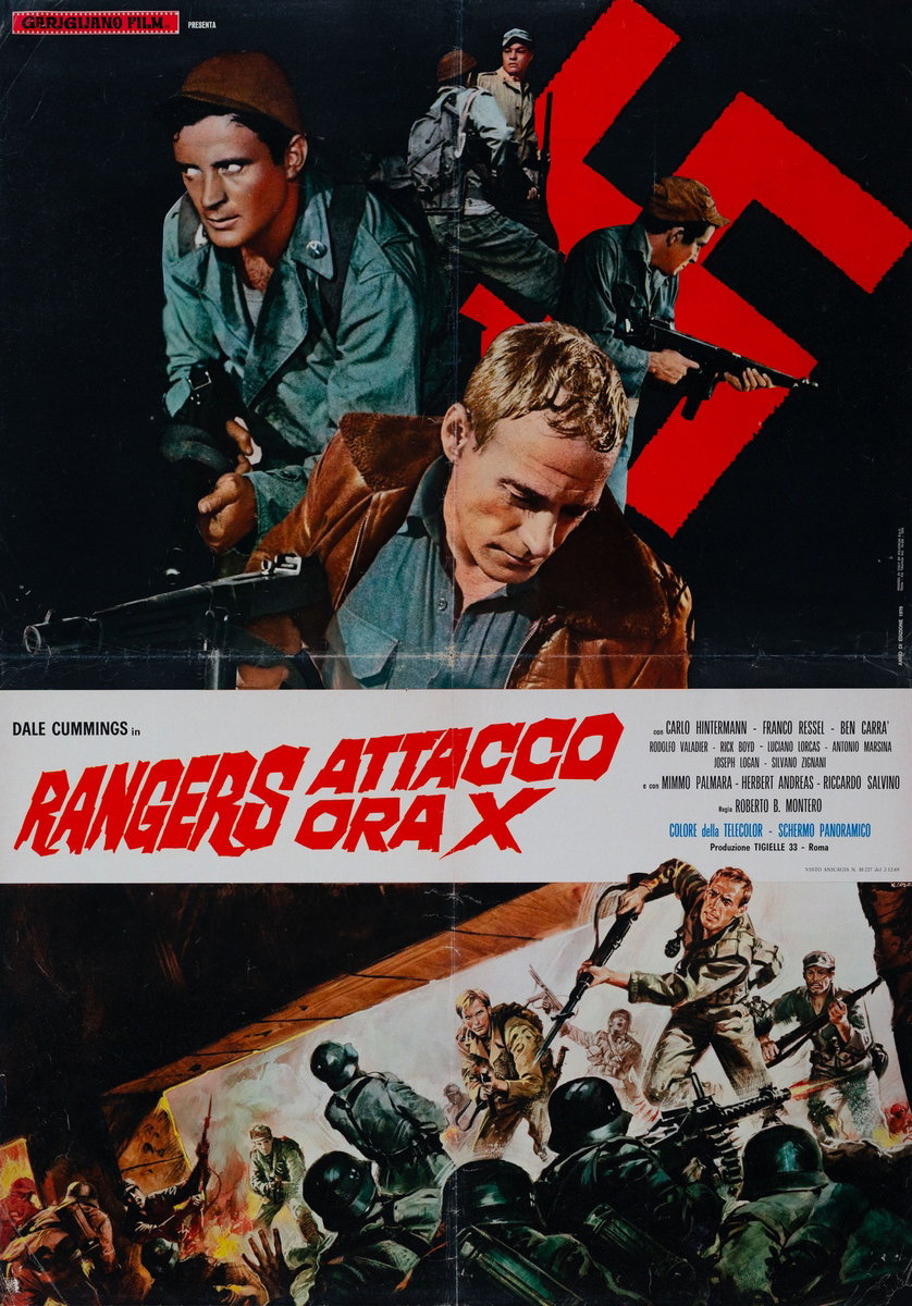 Poster 2 for the film Rangers Attack at Hour X (1970), painted by Renato Casaro (Renè)