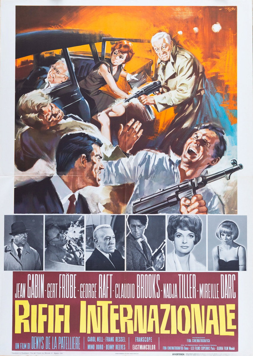Manifesto 2 per il film Rififi internazionale (1966), dipinto da Sandro Simeoni (Symeoni)