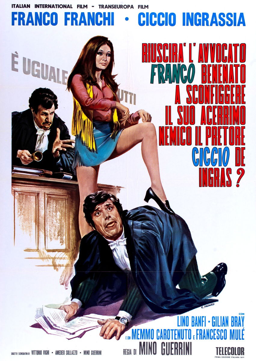 Riuscirà l'avvocato Franco Benenato a sconfiggere il suo acerrimo nemico il pretore Ciccio De Ingras? - Manifesto 1