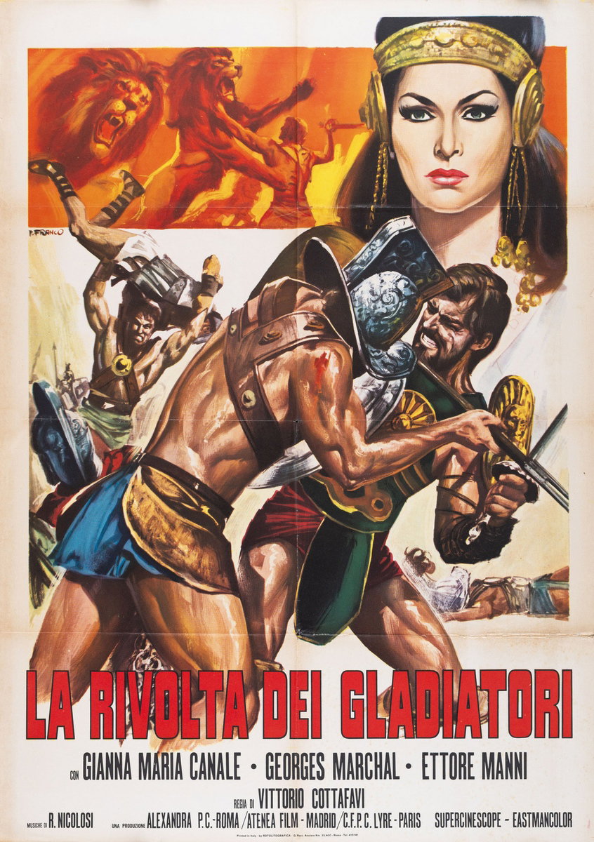 Manifesto 3 per il film La rivolta dei gladiatori (1958), dipinto da Franco Picchioni