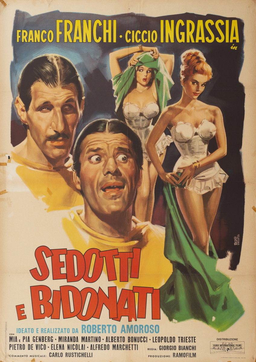Manifesto 4 per il film Sedotti e bidonati (1964), dipinto da Roberto De Seta (Bob)