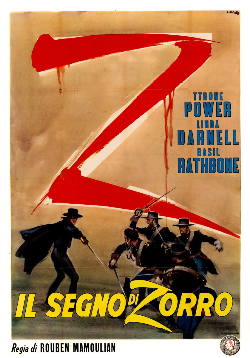 Manifesto 3 per il film Il segno di Zorro (1940), dipinto da Averardo Ciriello