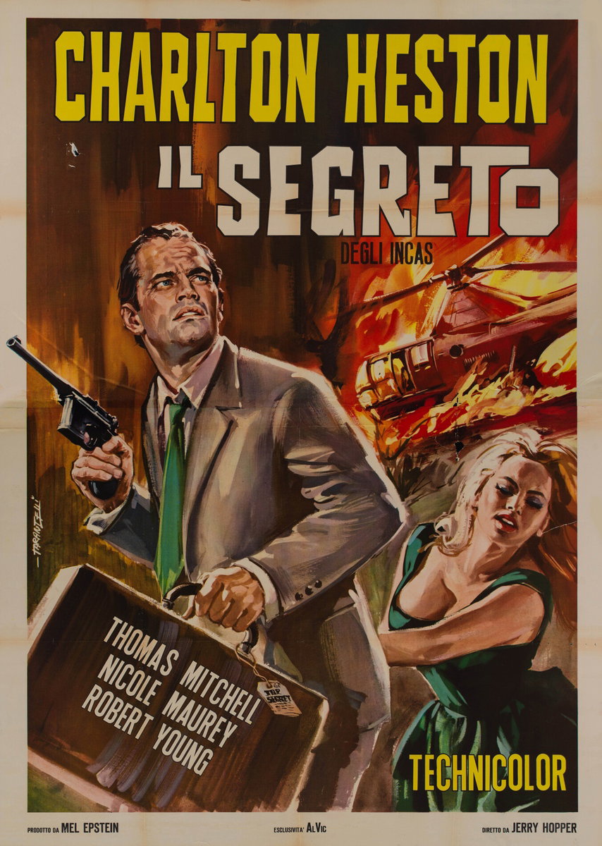 Poster 2 for the film Secret of the Incas (1954), painted by Ezio Tarantelli