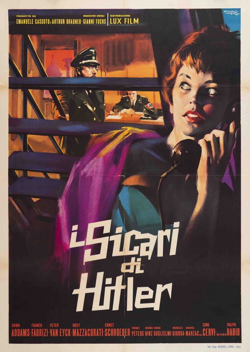 Manifesto 2 per il film I sicari di Hitler (1959), dipinto da Giuliano Nistri