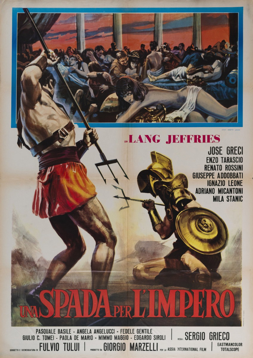 Manifesto 3 per il film Una spada per l'impero (1964), dipinto da Mario Piovano