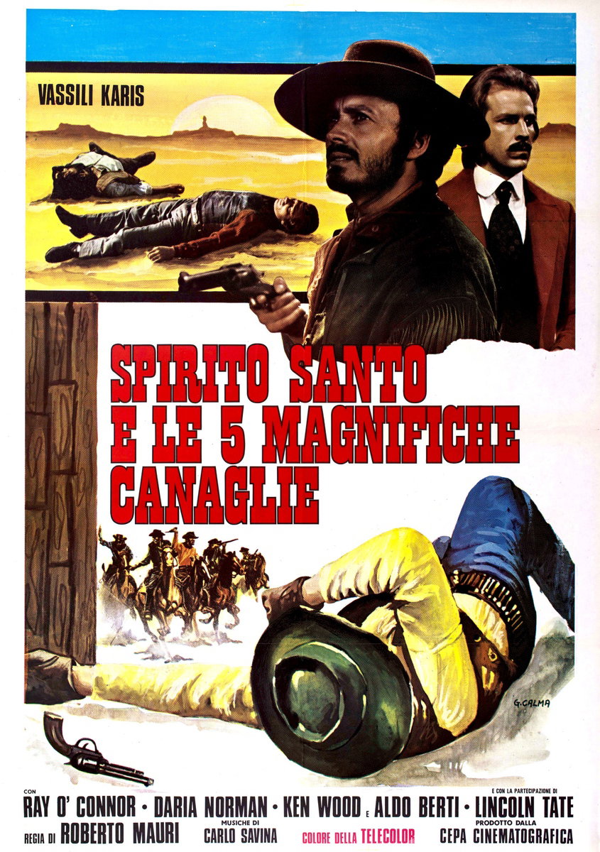 Poster 2 for the film Gunmen and the Holy Ghost (1972), painted by Giancarlo Calma