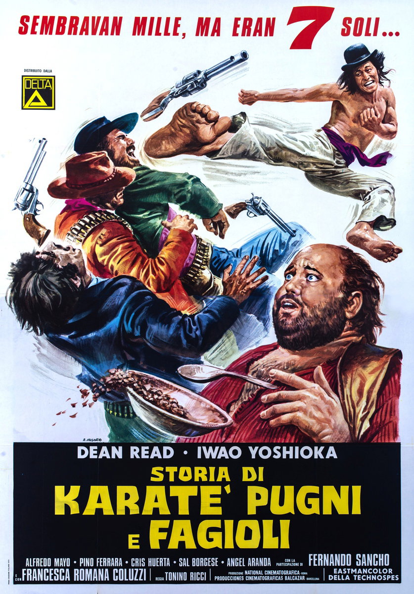 Poster 2 for the film Karate, Fist and Beans (1973), painted by Renato Casaro (Renè)