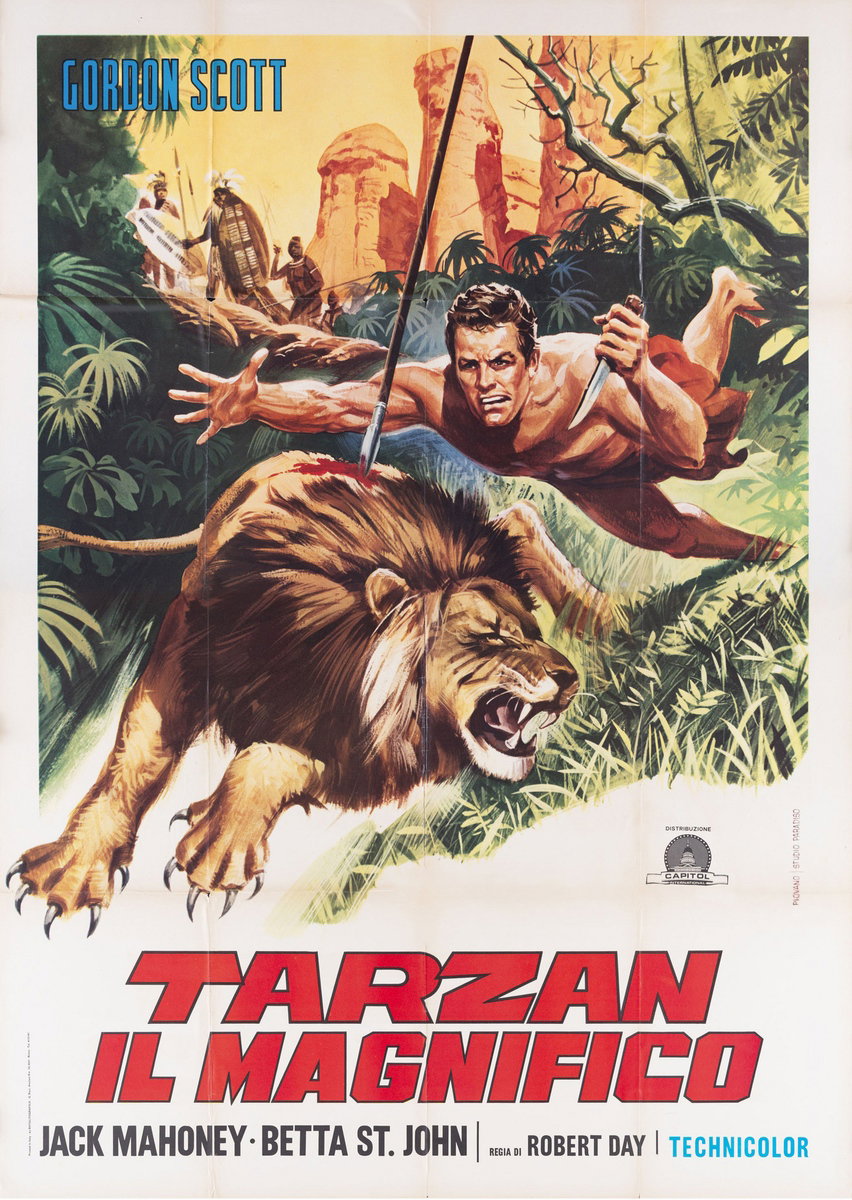 Poster 2 for the film Tarzan the Magnificent (1960), painted by Mario Piovano