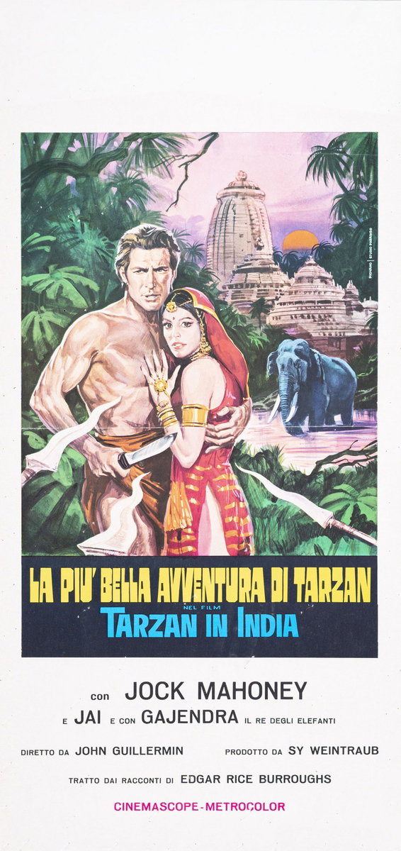 Locandina 2 for the film Tarzan Goes to India (1962), painted by Mario Piovano