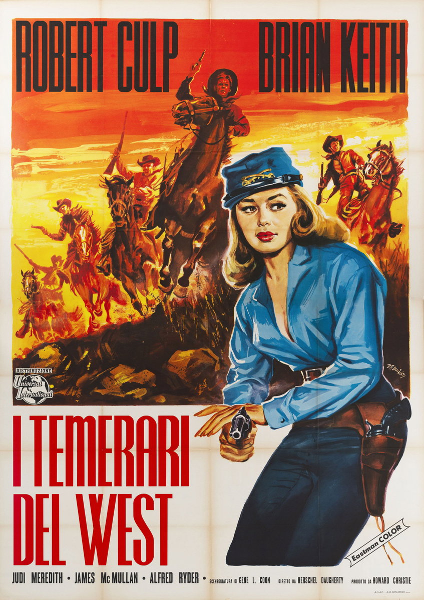 Poster 2 for the film The Raiders (1963), painted by Arnaldo De Amicis (Aldo)