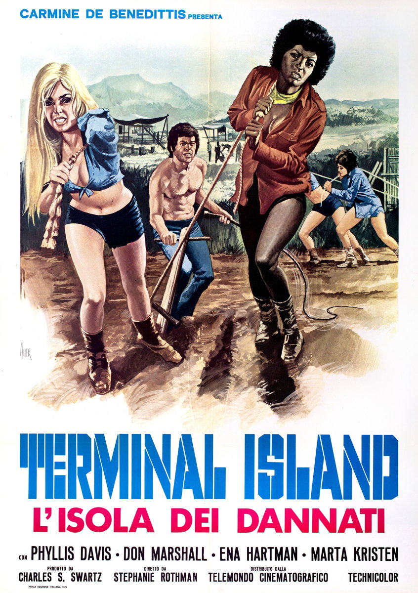 Manifesto 2 per il film Terminal Island - L'Isola dei dannati (1973), dipinto da Giovanni Alessandri (Aller)