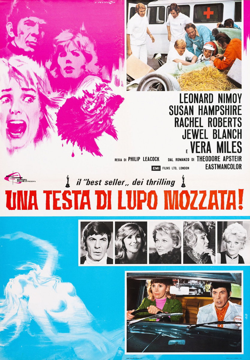 Manifesto 3 per il film Una testa di lupo mozzata (1973), dipinto da Angelo Cesselon