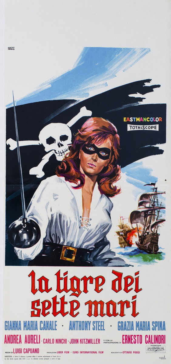 Locandina 2 for the film Tiger of the Seven Seas (1962), painted by Roberto De Seta (Bob)