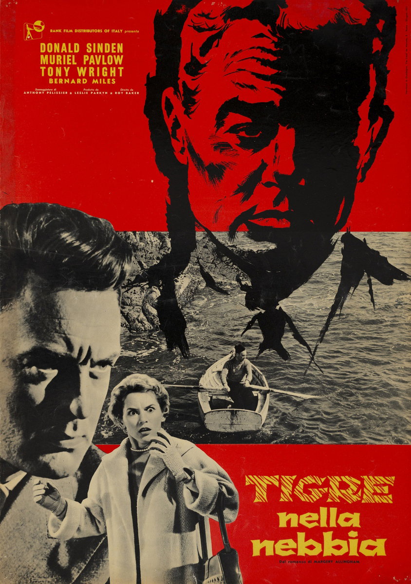 Lobby Card 3 for the film Tiger in the Smoke (1956), painted by V. Napoli