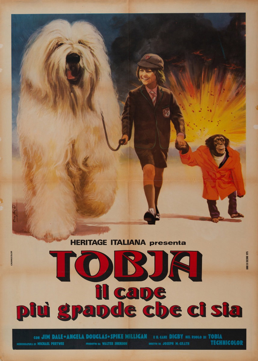 Poster 2 for the film Digby, the Biggest Dog in the World (1973), painted by Lorenzo Nistri (Enzo)