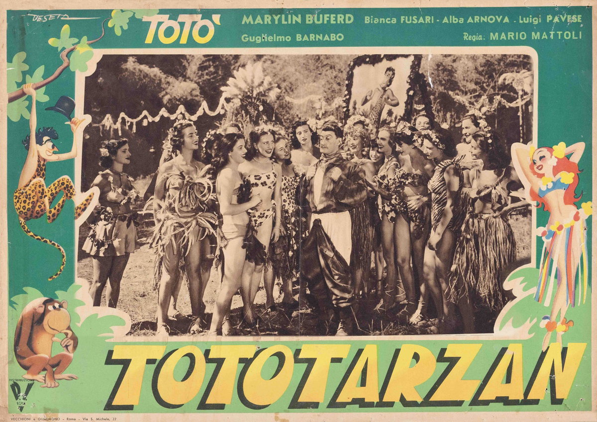 Lobby Card 2 for the film Tototarzan (1950), painted by Enrico De Seta