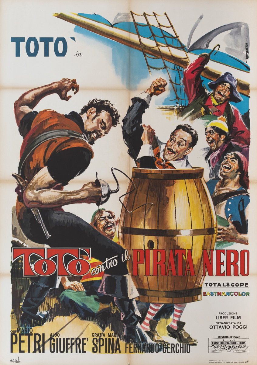 Manifesto 3 per il film Totò contro il pirata nero (1964), dipinto da Enrico De Seta