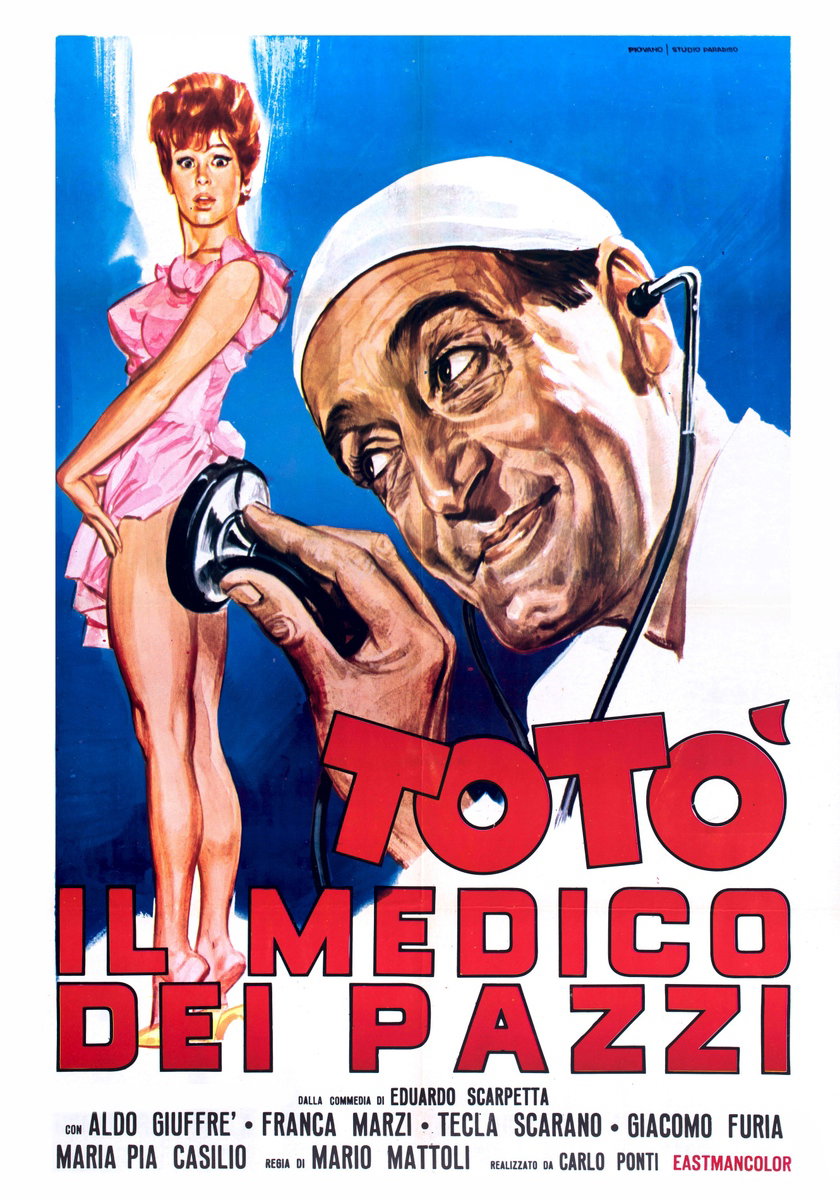 Poster 2 for the film Il medico dei pazzi (1954), painted by Mario Piovano