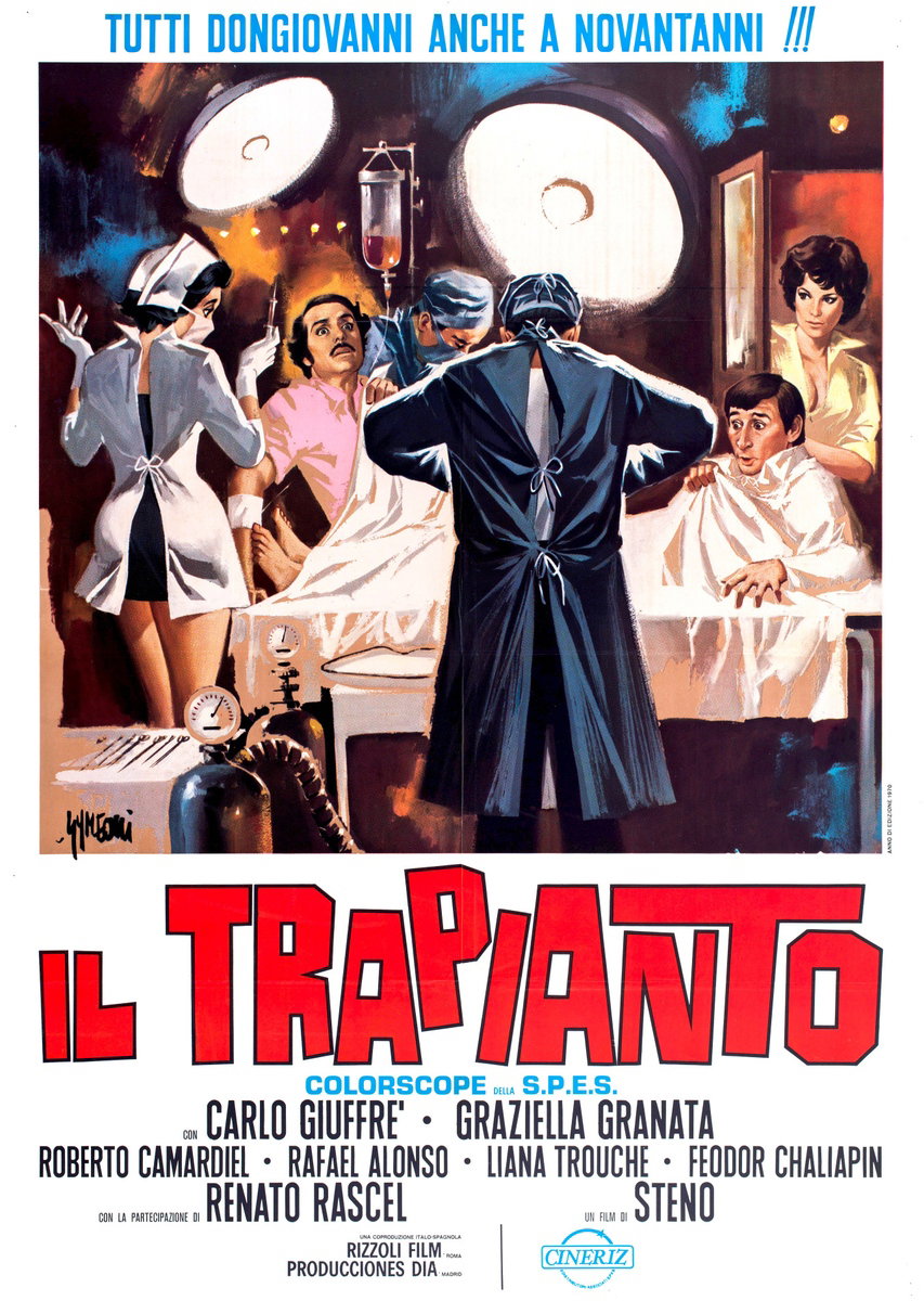 Manifesto 2 per il film Il trapianto (1970), dipinto da Sandro Simeoni (Symeoni)