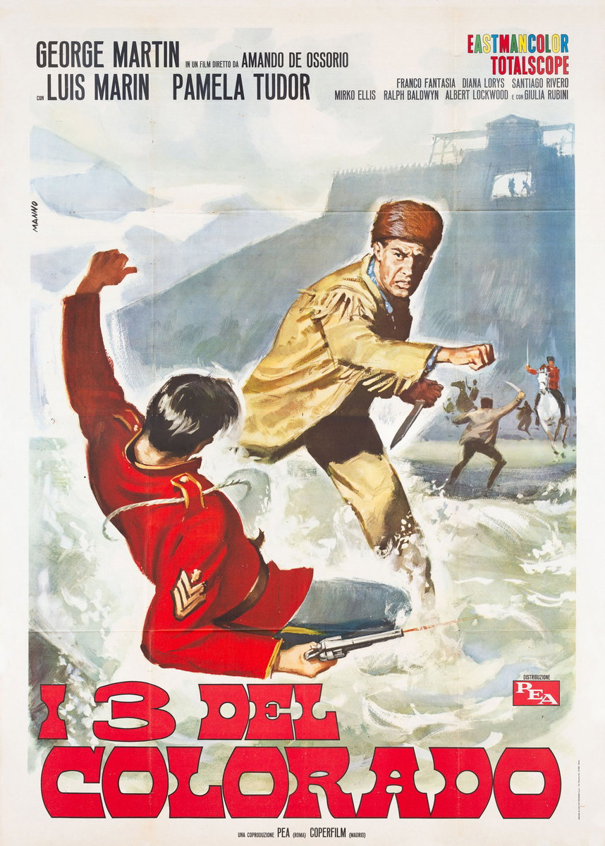 Manifesto 2 per il film I tre del Colorado (1965), dipinto da Dante Manno