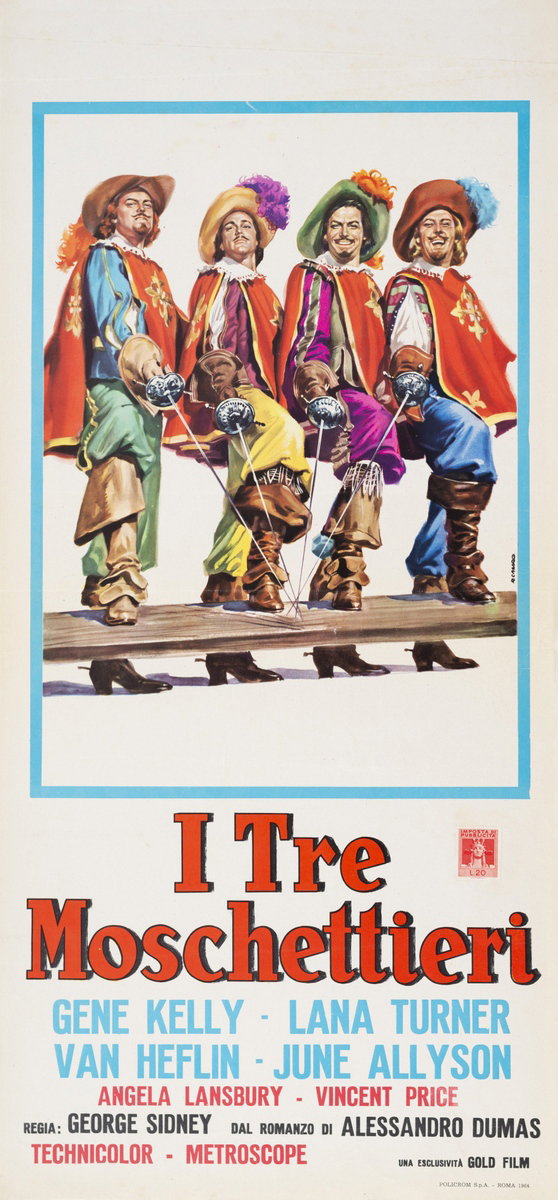 Locandina 3 per il film I tre moschettieri - i 3 moschettieri (1948), dipinto da Renato Casaro (Renè)