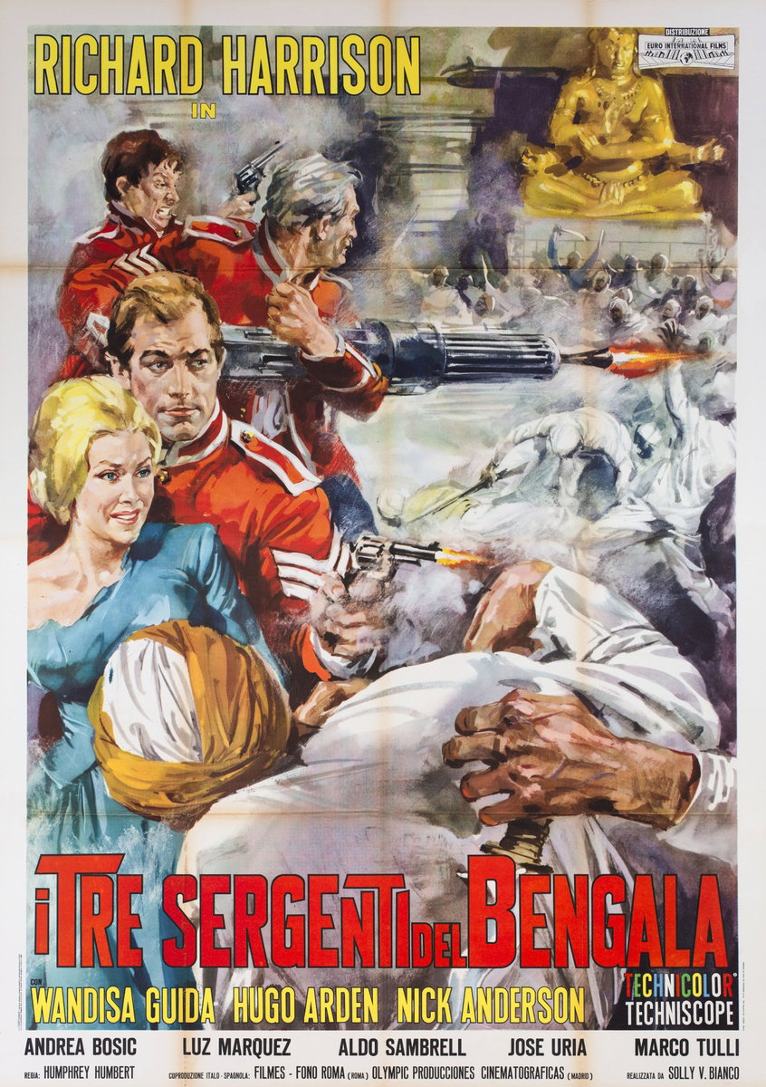 Poster 2 for the film Three Sergeants of Bengal (1964), painted by Averardo Ciriello