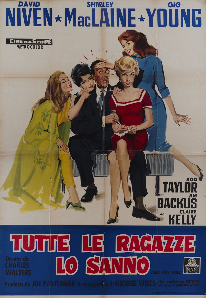 Manifesto 3 per il film Tutte le ragazze lo sanno (1959), dipinto da Silvano Campeggi (Nano)