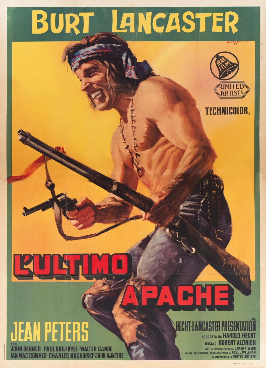 Poster 2 for the film Apache (1954), painted by Adelchi Serafini