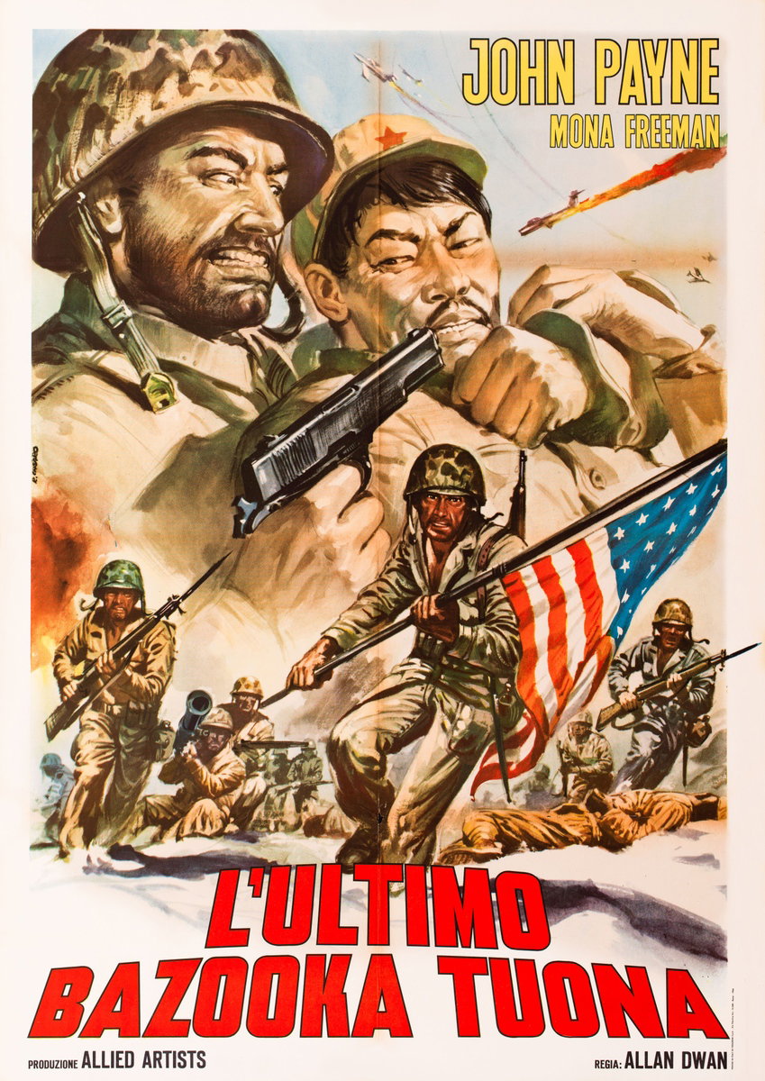 Manifesto 2 per il film L'ultimo bazooka tuona (1956), dipinto da Renato Casaro (Renè)