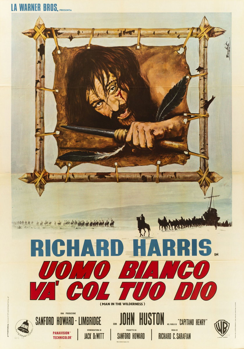 Manifesto 2 per il film Uomo bianco và col tuo Dio (1971), dipinto da Lorenzo Nistri (Enzo)