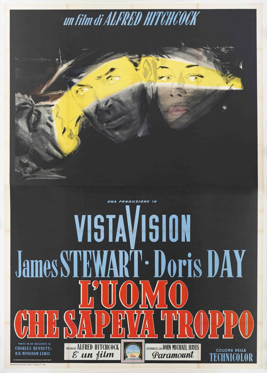 Manifesto 2 per il film L'uomo che sapeva troppo (1956), dipinto da Ercole Brini