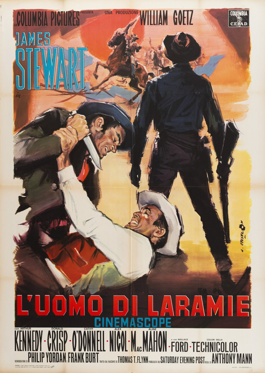 Poster 2 for the film The Man from Laramie (1955), painted by Angelo Cesselon