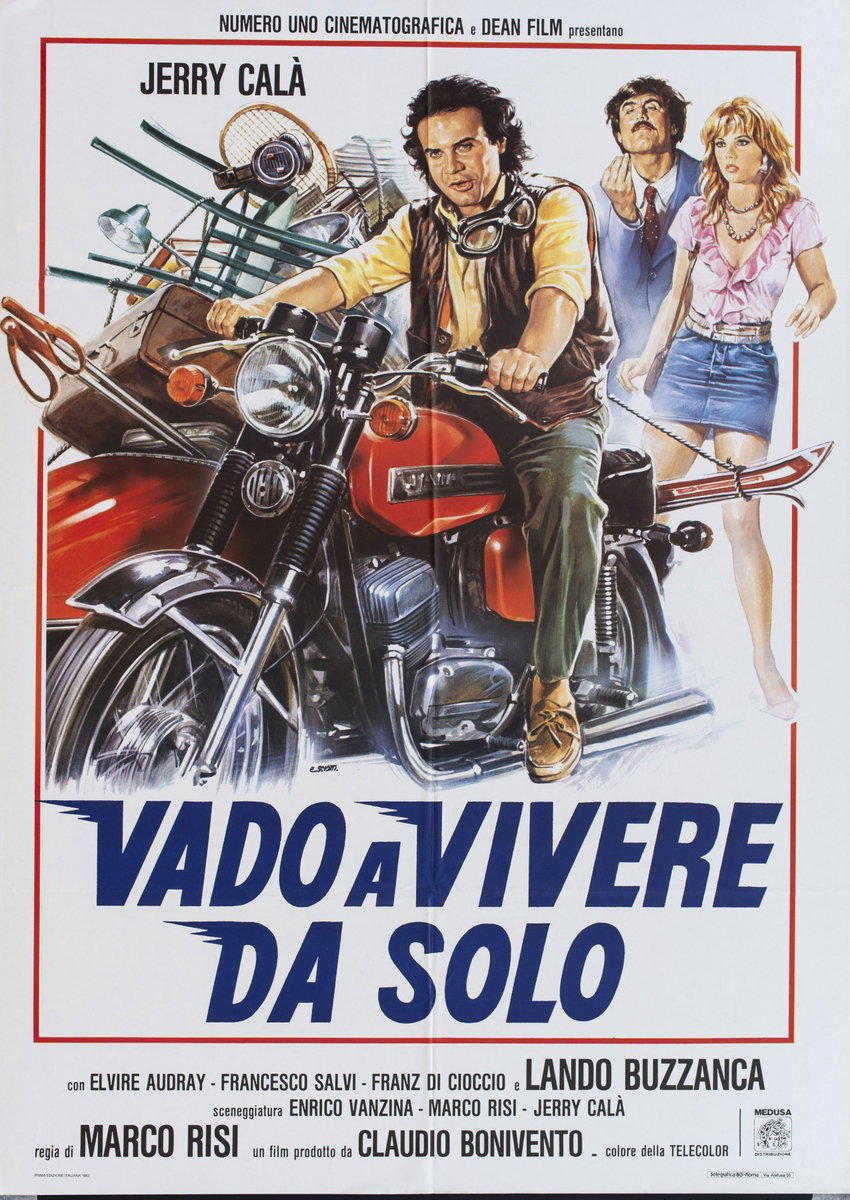 Poster 3 for the film Vado a vivere da solo (1988), painted by Enzo Sciotti