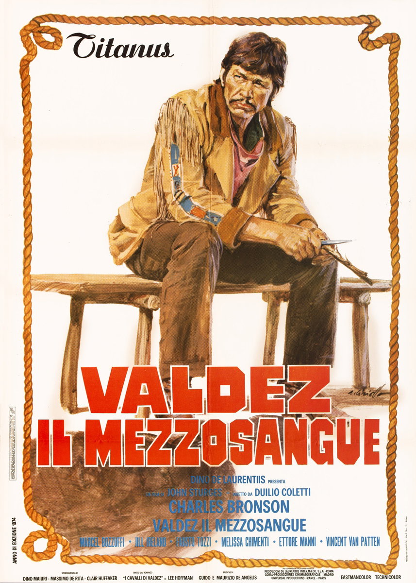Manifesto 2 per il film Valdez, il mezzosangue (1973), dipinto da Averardo Ciriello