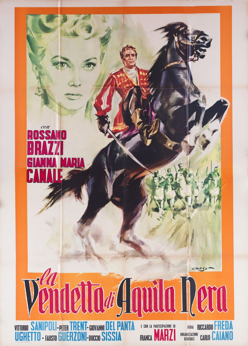 Manifesto 2 per il film La vendetta di Aquila Nera (1951), dipinto da Renato Casaro (Renè)