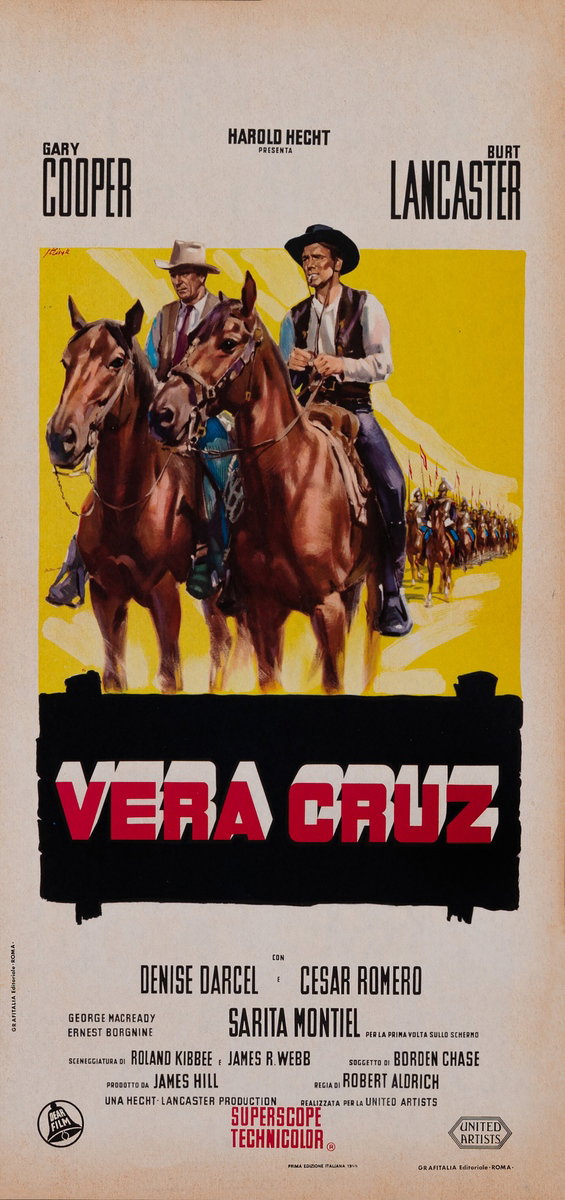 Locandina 2 for the film Vera Cruz (1954), painted by Giorgio Olivetti