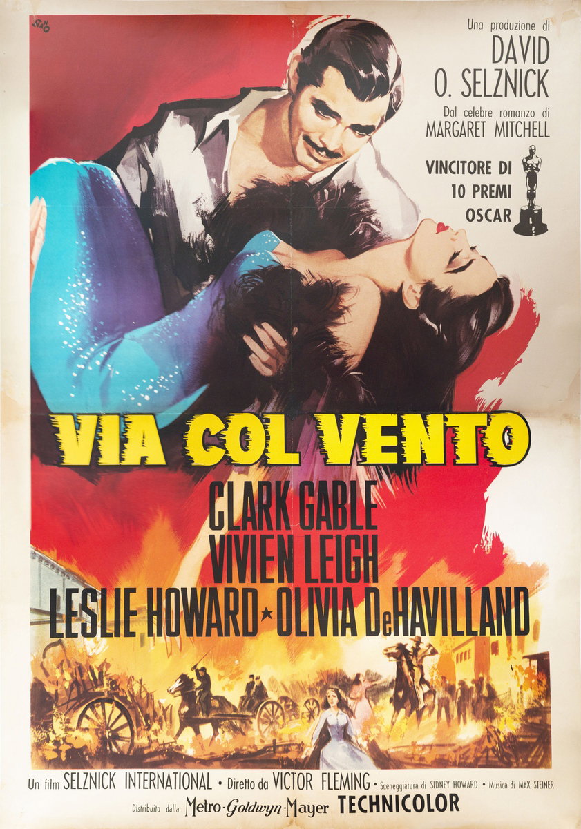 Manifesto 3 per il film Via col vento (1939), dipinto da Silvano Campeggi (Nano)