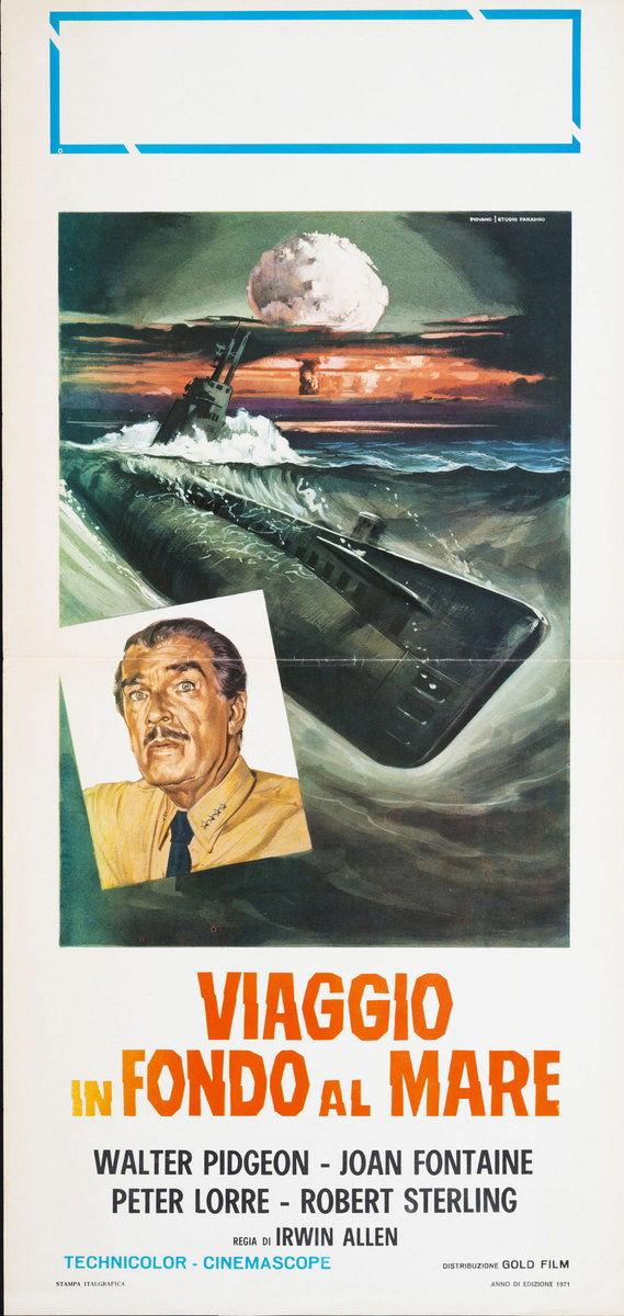 Locandina 2 per il film Viaggio in fondo al mare (1961), dipinto da Mario Piovano