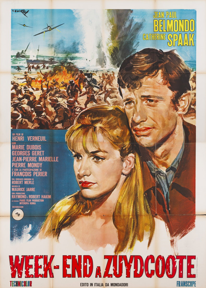 Manifesto 5 per il film Week-end a Zuydcoote (1964), dipinto da Averardo Ciriello