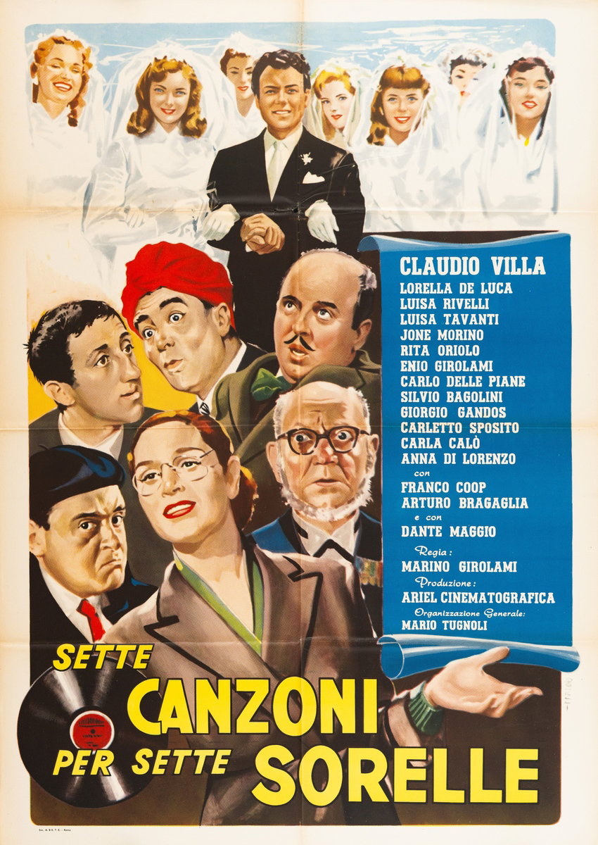Manifesto 2 per il film Sette canzoni per sette sorelle (1957), dipinto da Donelli