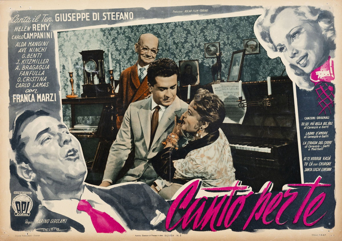 Fotobusta 6 per il film Canto per te (1954), dipinto da Enrico De Seta