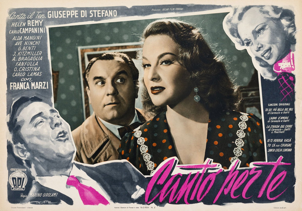 Fotobusta 3 per il film Canto per te (1954), dipinto da Enrico De Seta