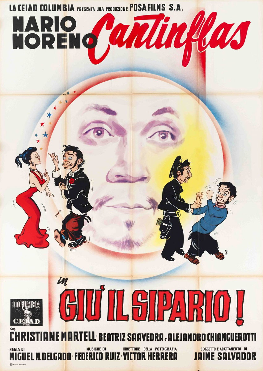 Poster 2 for the film Drop the Curtain (1955), painted by Studio Bat